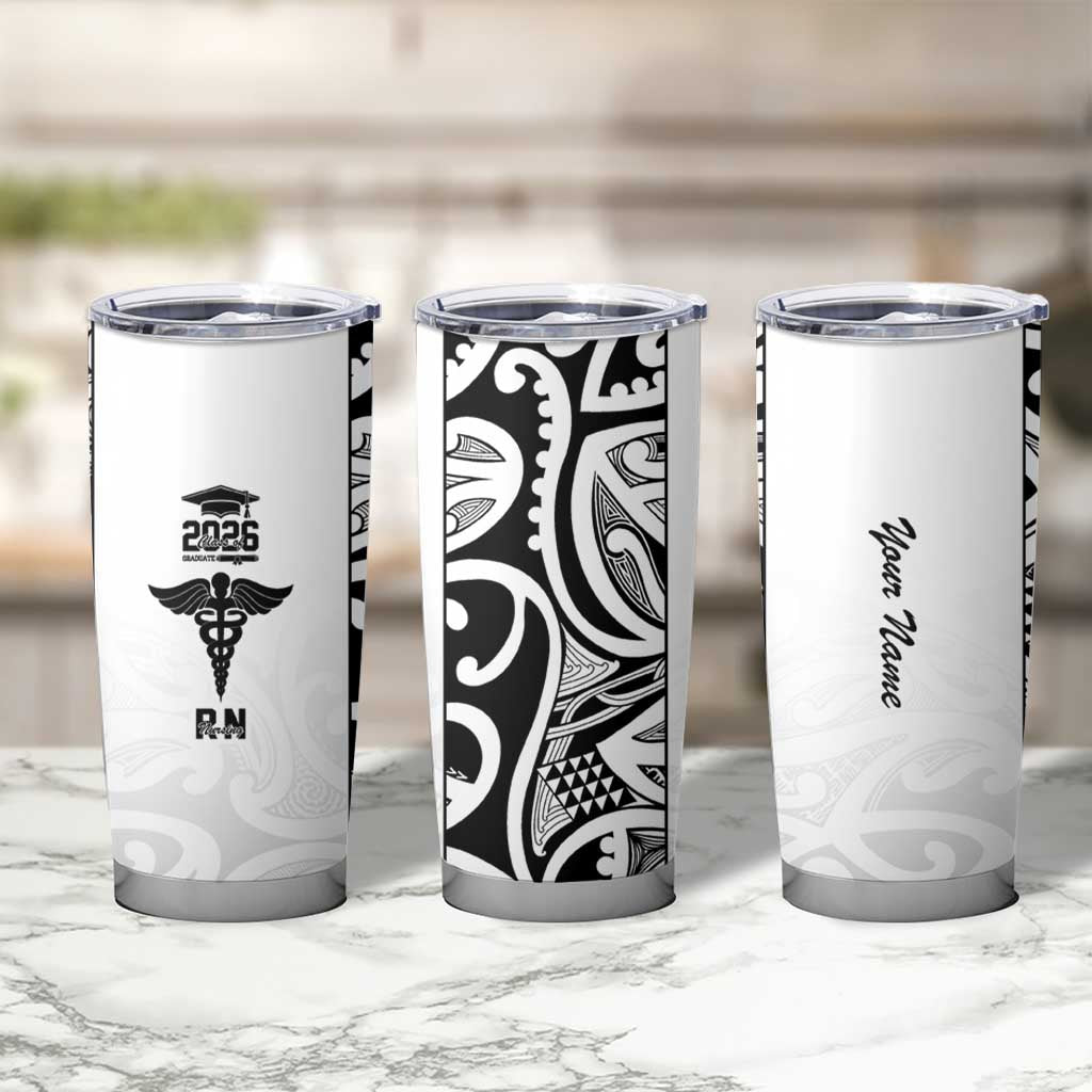 New Zealand Nurse RN 2026 Personalised Tumbler Cup White Maori Pattern Cultural Pride