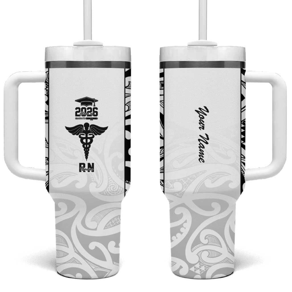 New Zealand Nurse RN 2026 Personalised Tumbler With Handle White Maori Pattern Cultural Pride