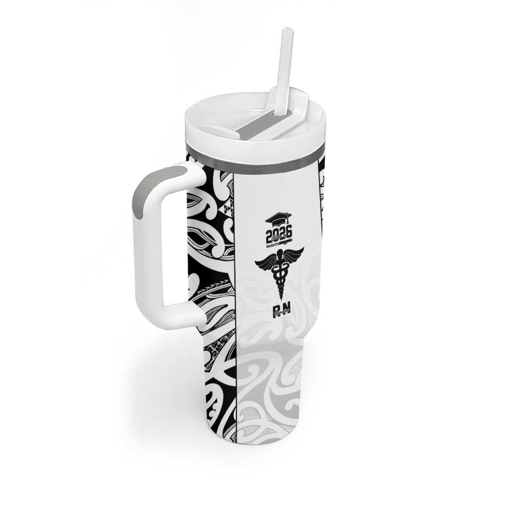 New Zealand Nurse RN 2026 Personalised Tumbler With Handle White Maori Pattern Cultural Pride