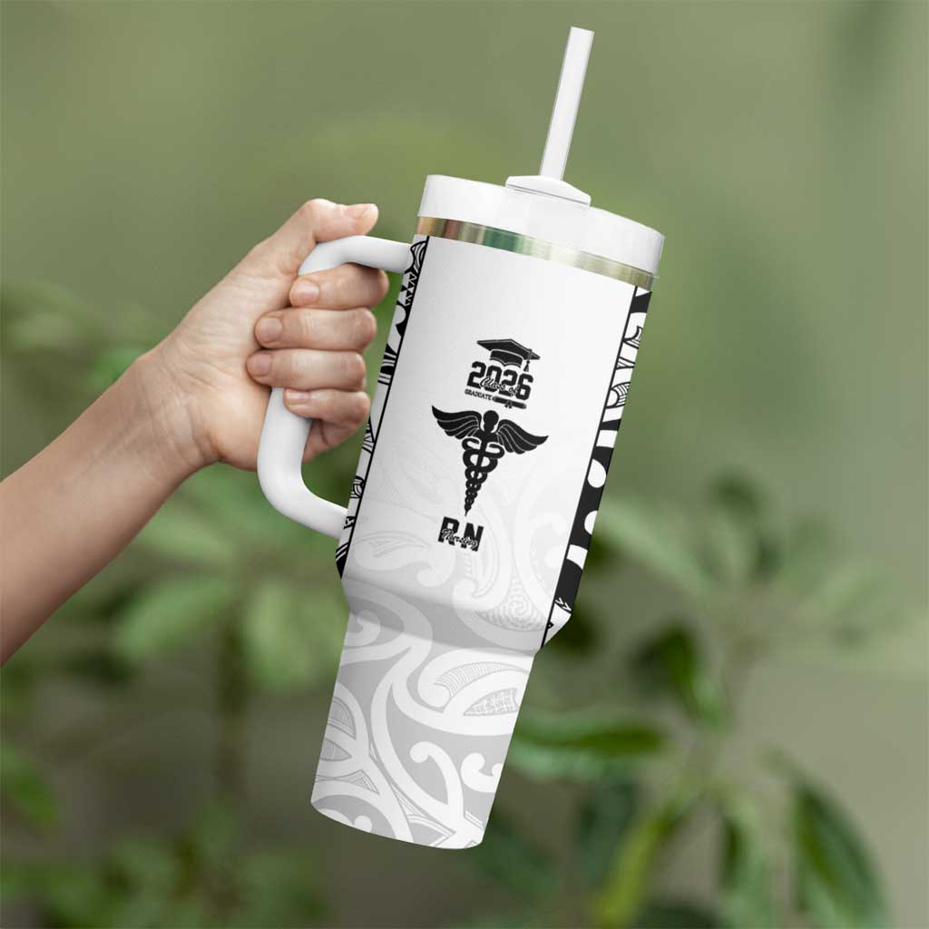 New Zealand Nurse RN 2026 Personalised Tumbler With Handle White Maori Pattern Cultural Pride