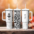 New Zealand Nurse RN 2026 Personalised Tumbler With Handle White Maori Pattern Cultural Pride