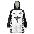 New Zealand Nurse RN 2026 Personalised Wearable Blanket Hoodie White Maori Pattern Cultural Pride