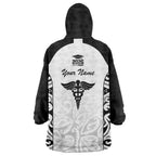 New Zealand Nurse RN 2026 Personalised Wearable Blanket Hoodie White Maori Pattern Cultural Pride