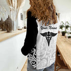 New Zealand Nurse RN 2026 Personalised Women Casual Shirt White Maori Pattern Cultural Pride