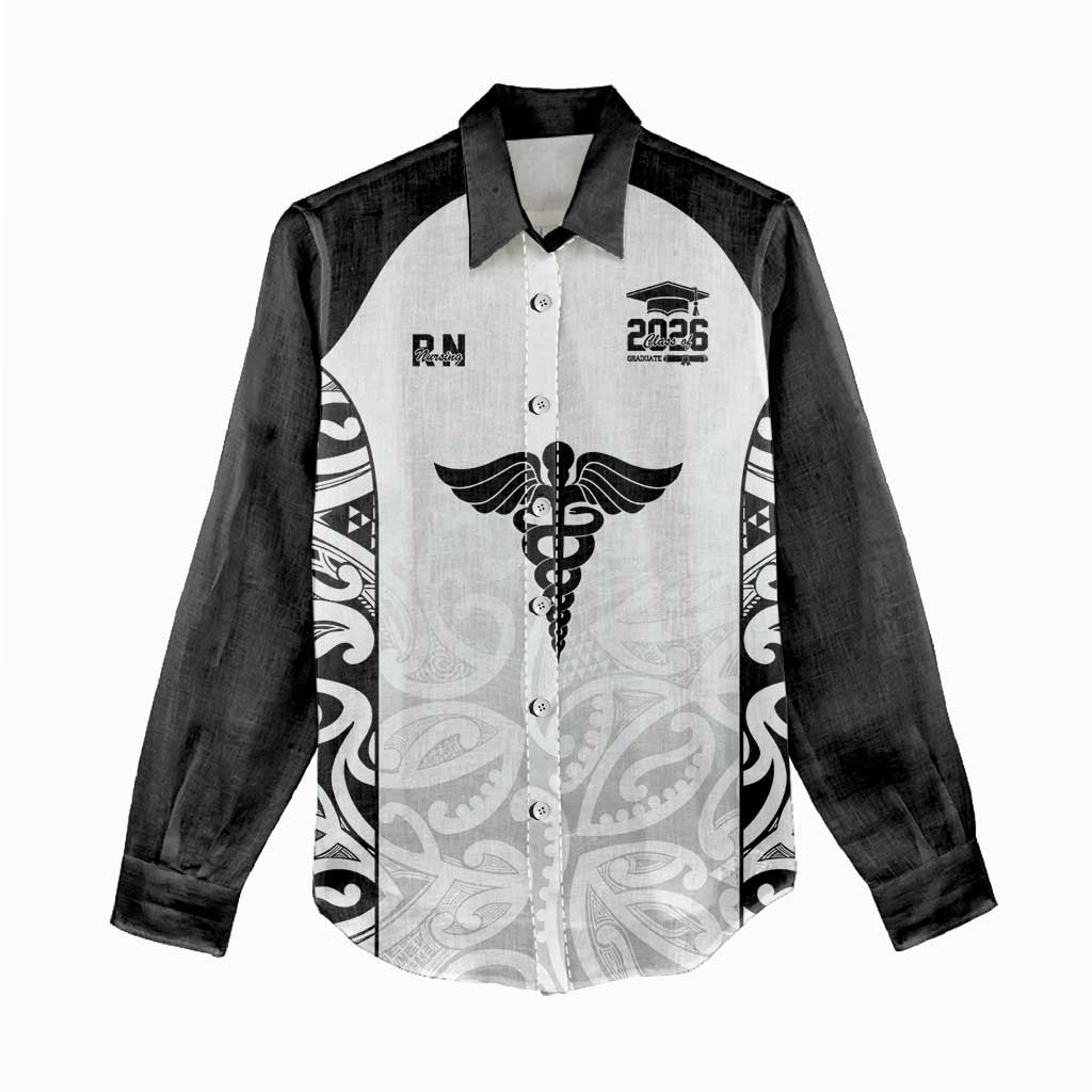 New Zealand Nurse RN 2026 Personalised Women Casual Shirt White Maori Pattern Cultural Pride