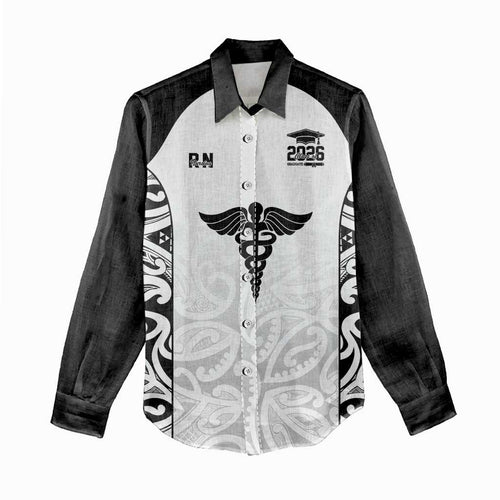 New Zealand Nurse RN 2026 Personalised Women Casual Shirt White Maori Pattern Cultural Pride