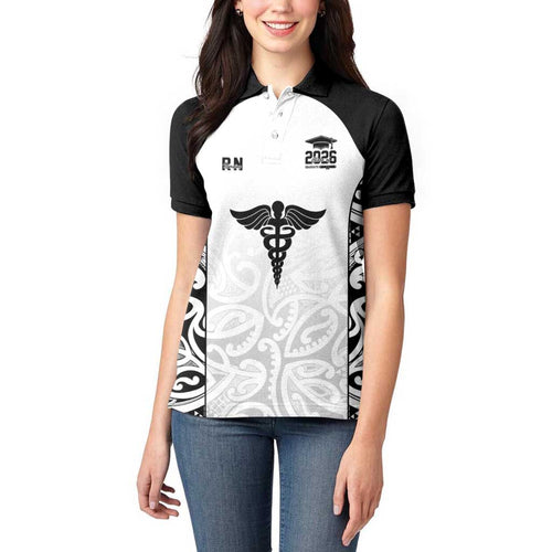New Zealand Nurse RN 2026 Personalised Women Polo Shirt White Maori Pattern Cultural Pride