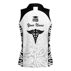 New Zealand Nurse RN 2026 Personalised Women Sleeveless Polo Shirt White Maori Pattern Cultural Pride