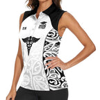 New Zealand Nurse RN 2026 Personalised Women Sleeveless Polo Shirt White Maori Pattern Cultural Pride