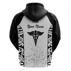 New Zealand Nurse RN 2026 Personalised Zip Hoodie White Maori Pattern Cultural Pride