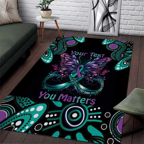 Personalised Hope Fight Suicide Prevention Awareness Area Rug Aboriginal Motif
