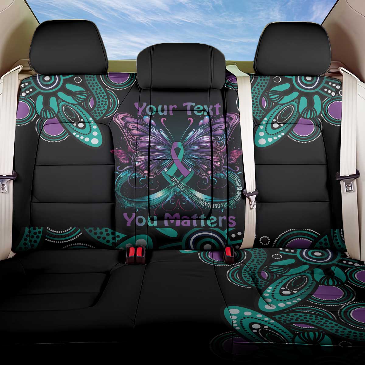 Personalised Hope Fight Suicide Prevention Awareness Back Car Seat Cover Aboriginal Motif