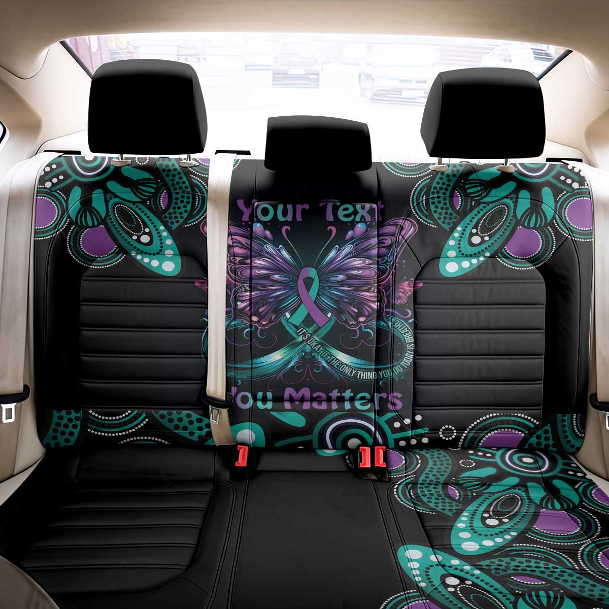 Personalised Hope Fight Suicide Prevention Awareness Back Car Seat Cover Aboriginal Motif