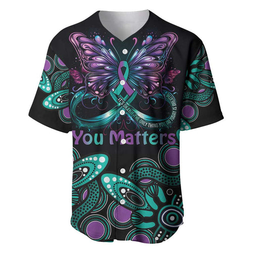 Personalised Hope Fight Suicide Prevention Awareness Baseball Jersey Aboriginal Motif