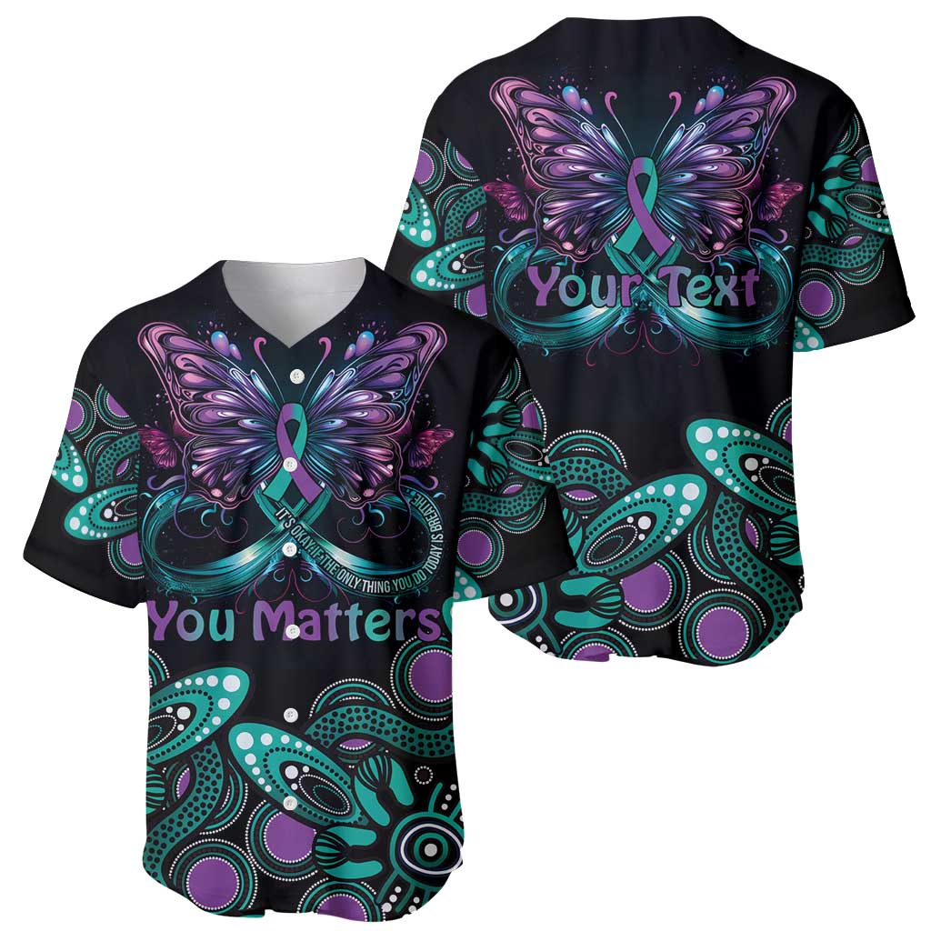 Personalised Hope Fight Suicide Prevention Awareness Baseball Jersey Aboriginal Motif