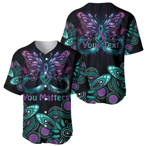 Personalised Hope Fight Suicide Prevention Awareness Baseball Jersey Aboriginal Motif