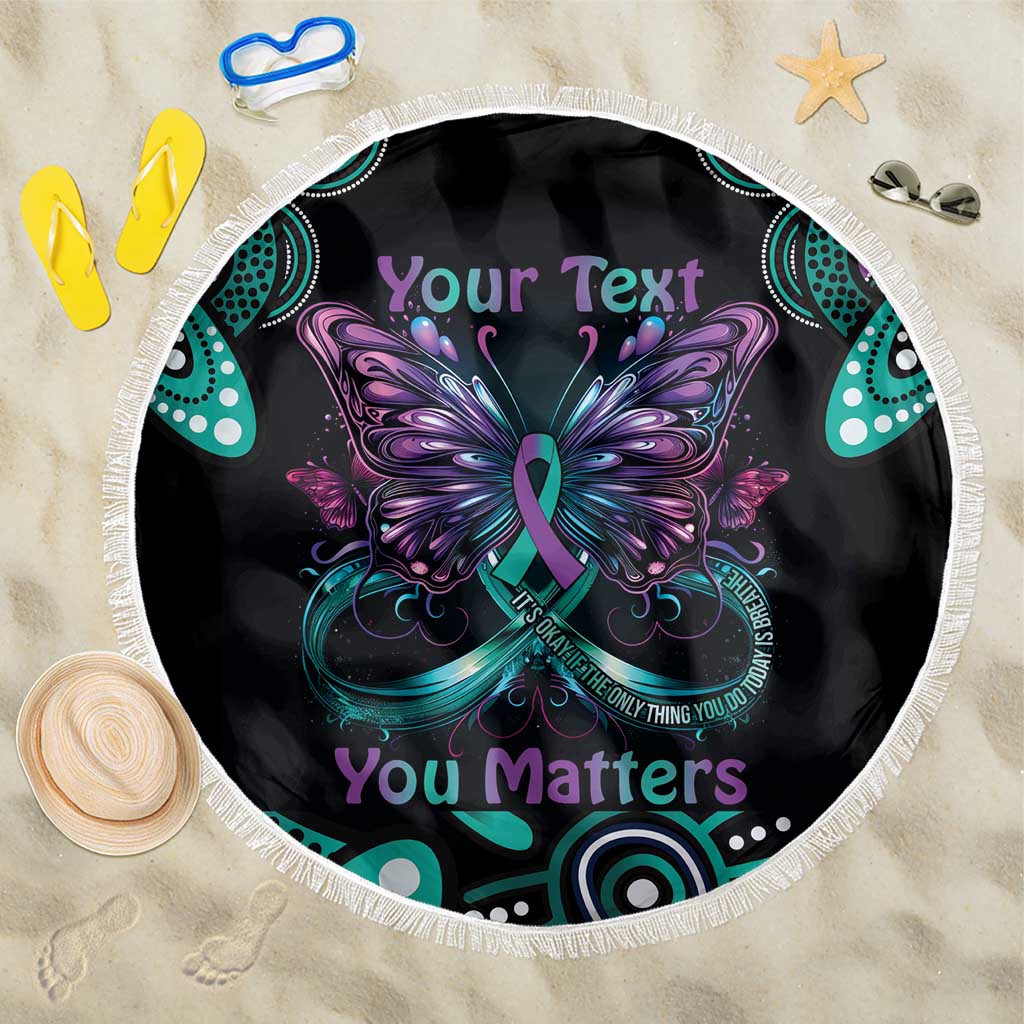 Personalised Hope Fight Suicide Prevention Awareness Beach Blanket Aboriginal Motif