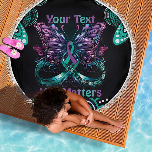 Personalised Hope Fight Suicide Prevention Awareness Beach Blanket Aboriginal Motif