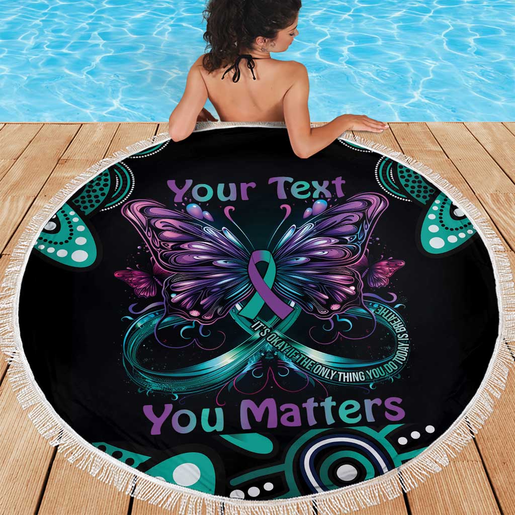 Personalised Hope Fight Suicide Prevention Awareness Beach Blanket Aboriginal Motif