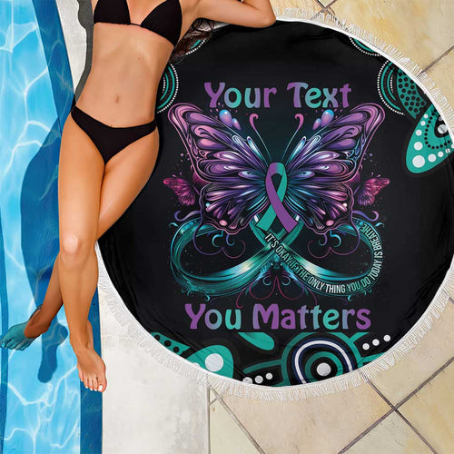 Personalised Hope Fight Suicide Prevention Awareness Beach Blanket Aboriginal Motif