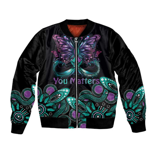 Personalised Hope Fight Suicide Prevention Awareness Bomber Jacket Aboriginal Motif