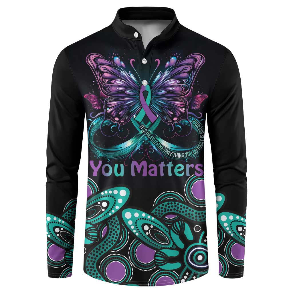 Personalised Hope Fight Suicide Prevention Awareness Button Sweatshirt Aboriginal Motif