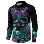 Personalised Hope Fight Suicide Prevention Awareness Button Sweatshirt Aboriginal Motif