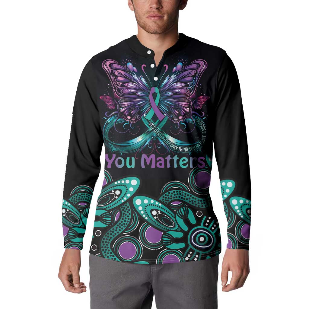 Personalised Hope Fight Suicide Prevention Awareness Button Sweatshirt Aboriginal Motif