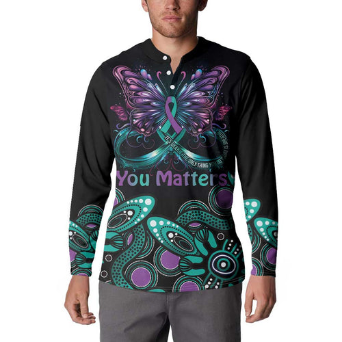 Personalised Hope Fight Suicide Prevention Awareness Button Sweatshirt Aboriginal Motif