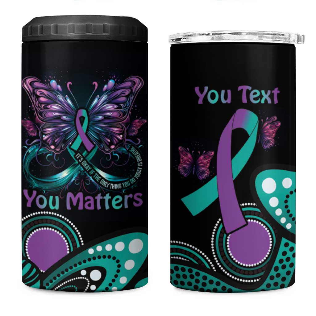 Personalised Hope Fight Suicide Prevention Awareness 4 in 1 Can Cooler Tumbler Aboriginal Motif