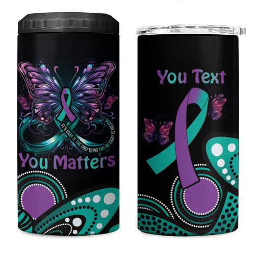 Personalised Hope Fight Suicide Prevention Awareness 4 in 1 Can Cooler Tumbler Aboriginal Motif
