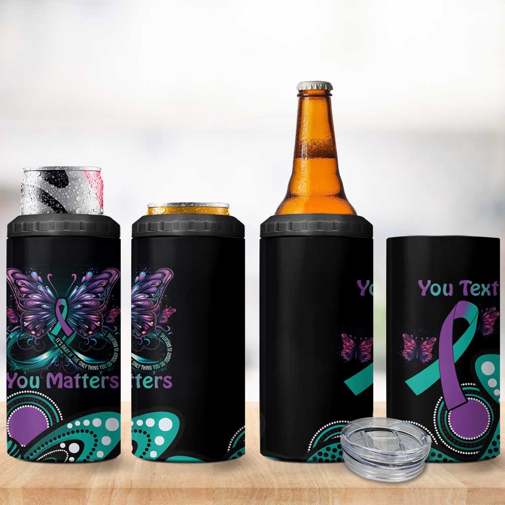 Personalised Hope Fight Suicide Prevention Awareness 4 in 1 Can Cooler Tumbler Aboriginal Motif