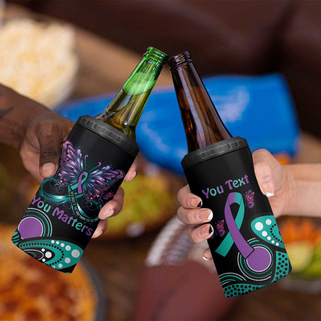 Personalised Hope Fight Suicide Prevention Awareness 4 in 1 Can Cooler Tumbler Aboriginal Motif