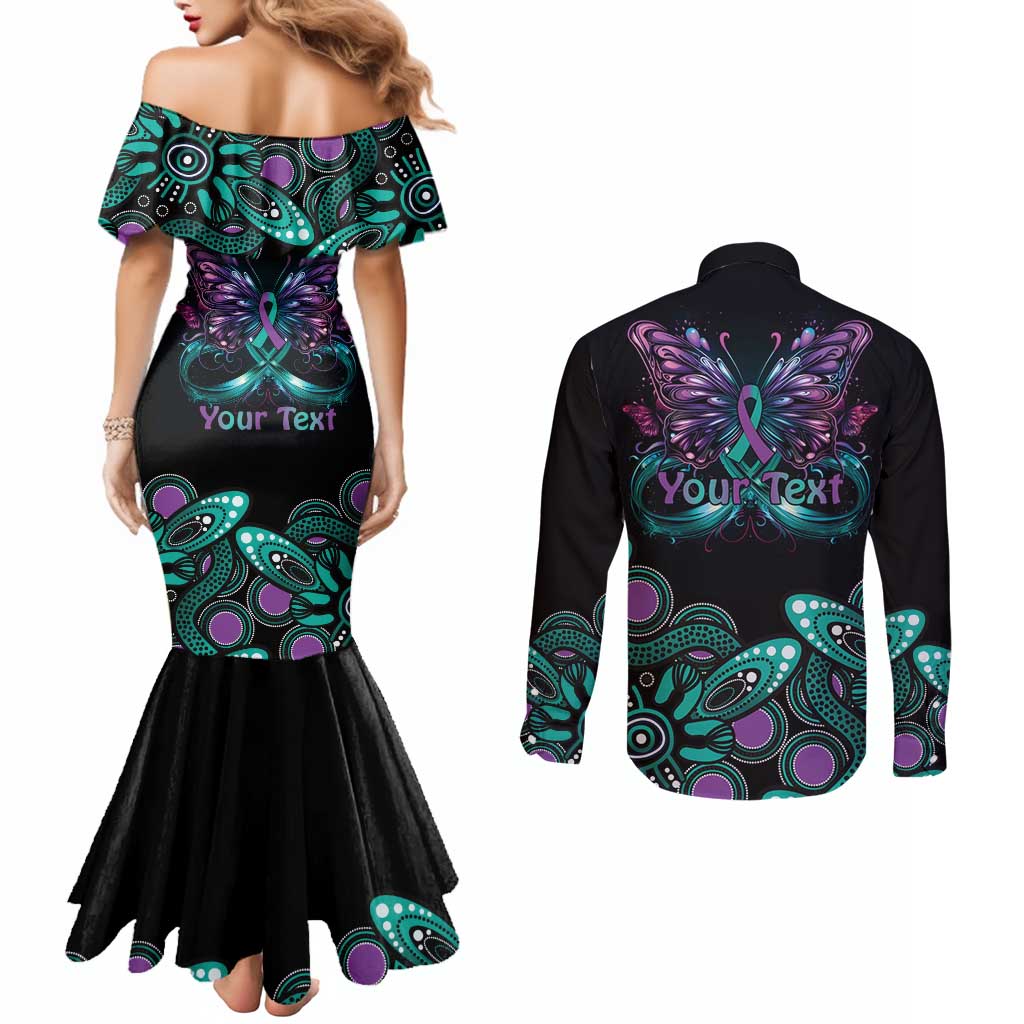 Personalised Hope Fight Suicide Prevention Awareness Couples Matching Mermaid Dress and Long Sleeve Button Shirt Aboriginal Motif
