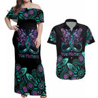 Personalised Hope Fight Suicide Prevention Awareness Couples Matching Off Shoulder Maxi Dress and Hawaiian Shirt Aboriginal Motif