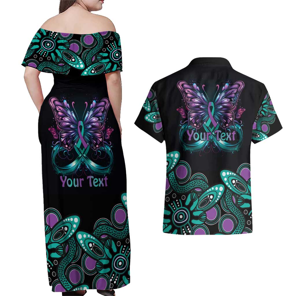 Personalised Hope Fight Suicide Prevention Awareness Couples Matching Off Shoulder Maxi Dress and Hawaiian Shirt Aboriginal Motif