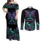Personalised Hope Fight Suicide Prevention Awareness Couples Matching Off Shoulder Maxi Dress and Long Sleeve Button Shirt Aboriginal Motif