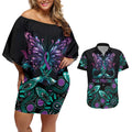 Personalised Hope Fight Suicide Prevention Awareness Couples Matching Off Shoulder Short Dress and Hawaiian Shirt Aboriginal Motif