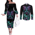 Personalised Hope Fight Suicide Prevention Awareness Couples Matching Off The Shoulder Long Sleeve Dress and Long Sleeve Button Shirt Aboriginal Motif