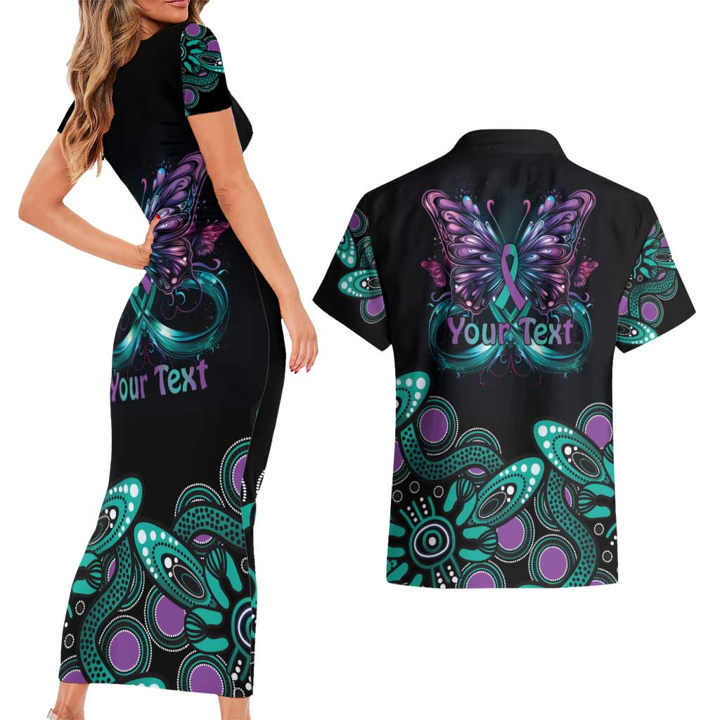Personalised Hope Fight Suicide Prevention Awareness Couples Matching Short Sleeve Bodycon Dress and Hawaiian Shirt Aboriginal Motif