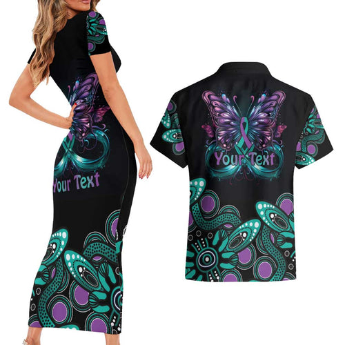 Personalised Hope Fight Suicide Prevention Awareness Couples Matching Short Sleeve Bodycon Dress and Hawaiian Shirt Aboriginal Motif
