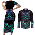 Personalised Hope Fight Suicide Prevention Awareness Couples Matching Short Sleeve Bodycon Dress and Long Sleeve Button Shirt Aboriginal Motif