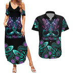Personalised Hope Fight Suicide Prevention Awareness Couples Matching Summer Maxi Dress and Hawaiian Shirt Aboriginal Motif
