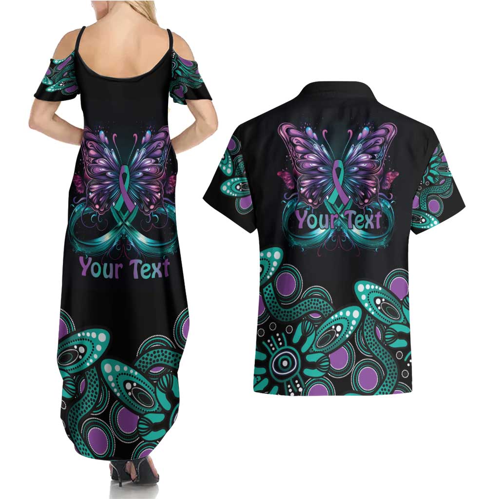 Personalised Hope Fight Suicide Prevention Awareness Couples Matching Summer Maxi Dress and Hawaiian Shirt Aboriginal Motif