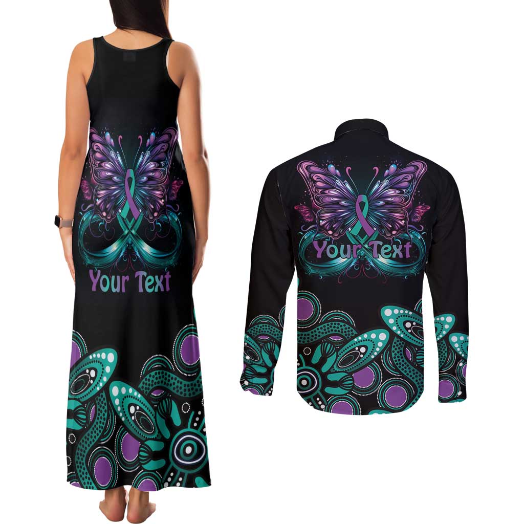 Personalised Hope Fight Suicide Prevention Awareness Couples Matching Tank Maxi Dress and Long Sleeve Button Shirt Aboriginal Motif