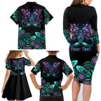 Personalised Hope Fight Suicide Prevention Awareness Family Matching Long Sleeve Bodycon Dress and Hawaiian Shirt Aboriginal Motif