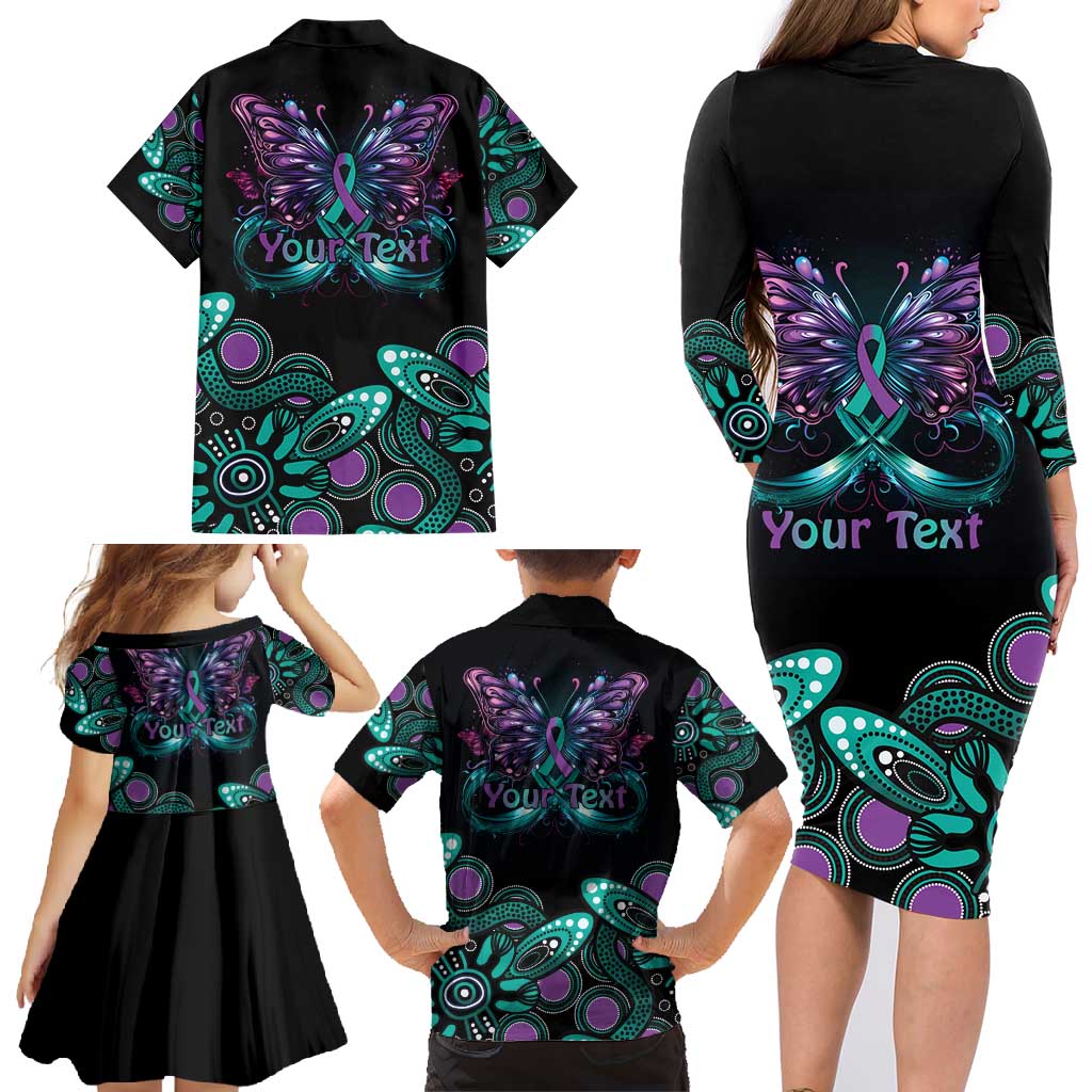 Personalised Hope Fight Suicide Prevention Awareness Family Matching Long Sleeve Bodycon Dress and Hawaiian Shirt Aboriginal Motif