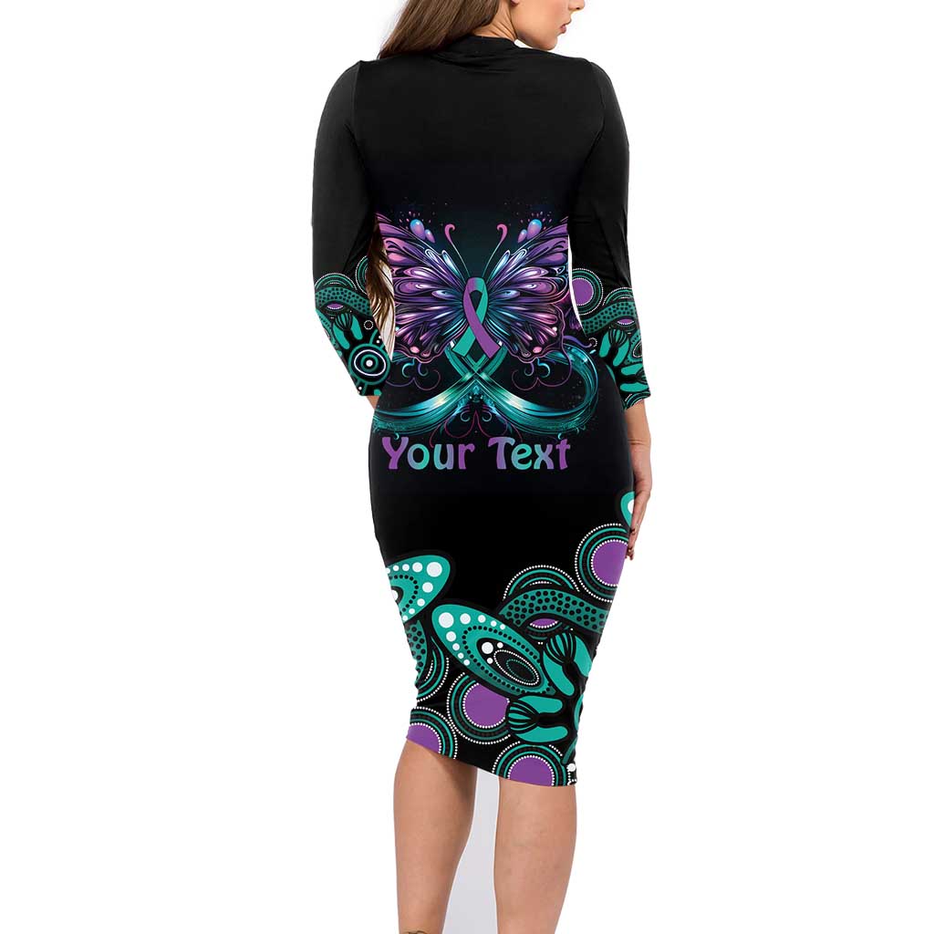 Personalised Hope Fight Suicide Prevention Awareness Family Matching Long Sleeve Bodycon Dress and Hawaiian Shirt Aboriginal Motif