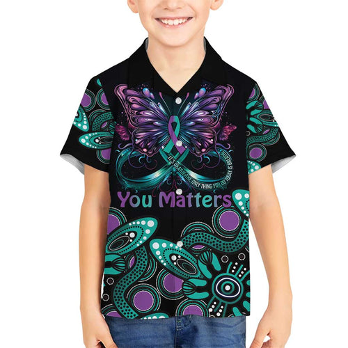 Personalised Hope Fight Suicide Prevention Awareness Family Matching Long Sleeve Bodycon Dress and Hawaiian Shirt Aboriginal Motif