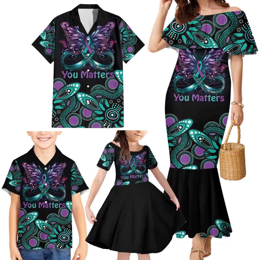 Personalised Hope Fight Suicide Prevention Awareness Family Matching Mermaid Dress and Hawaiian Shirt Aboriginal Motif